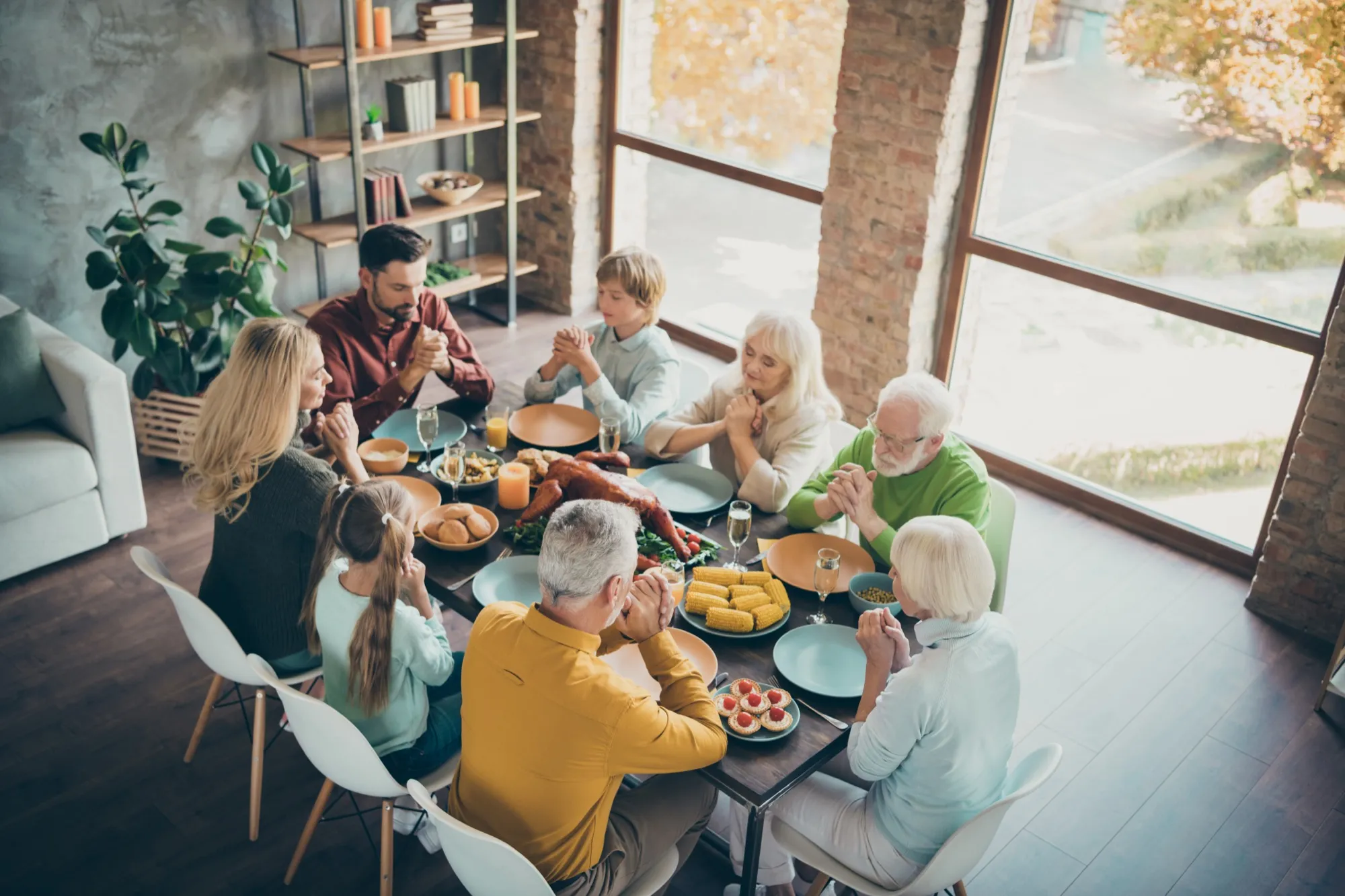 Family sharing a meal togeter